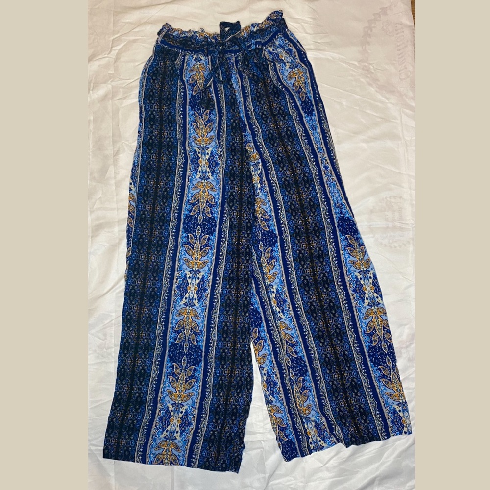 Tie Wide Leg Pants, Boho Print